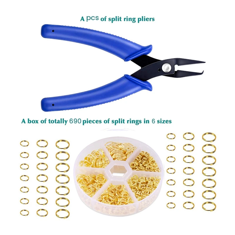 690Pcs Metal Gold Double Rings Circles Craft Jump-Loops Opener For Jewelry Necklaces And Bracelets