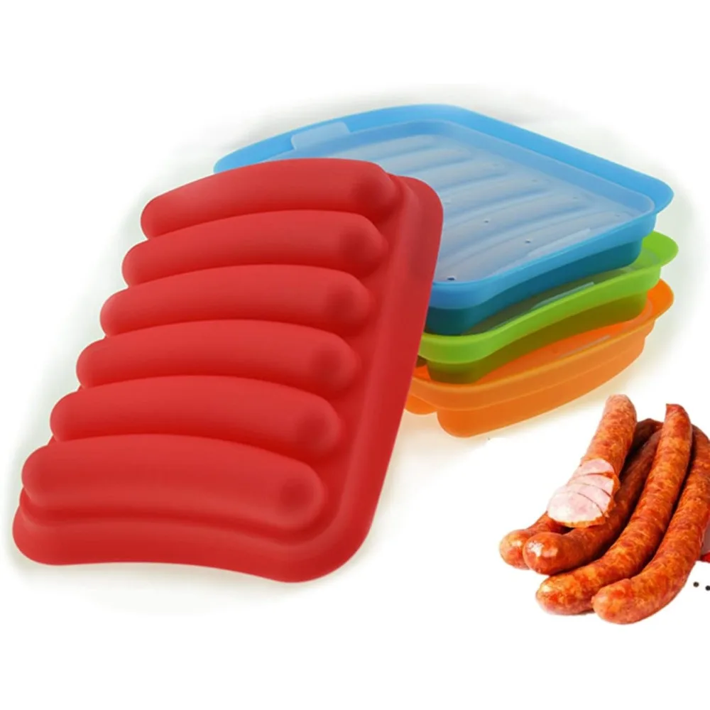1 Uds molde de silicona para perritos calientes 6 cavidades molde de silicona para perritos calientes molde de salchicha para DIY molde de pan dulce y Chocolate casero