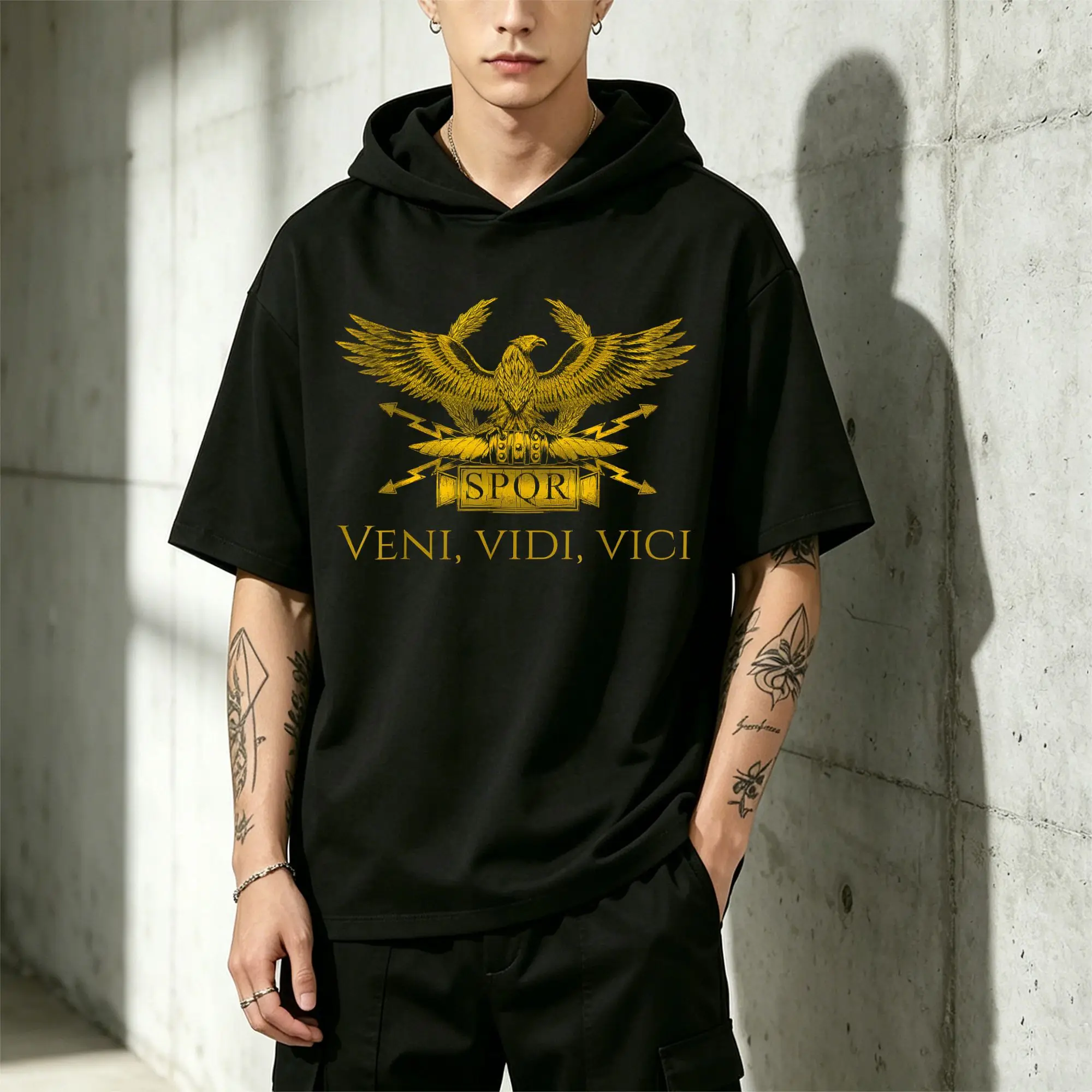 Men's Short-Sleeved Hoodie, Gaming Enthusiast T-Shirt, 
