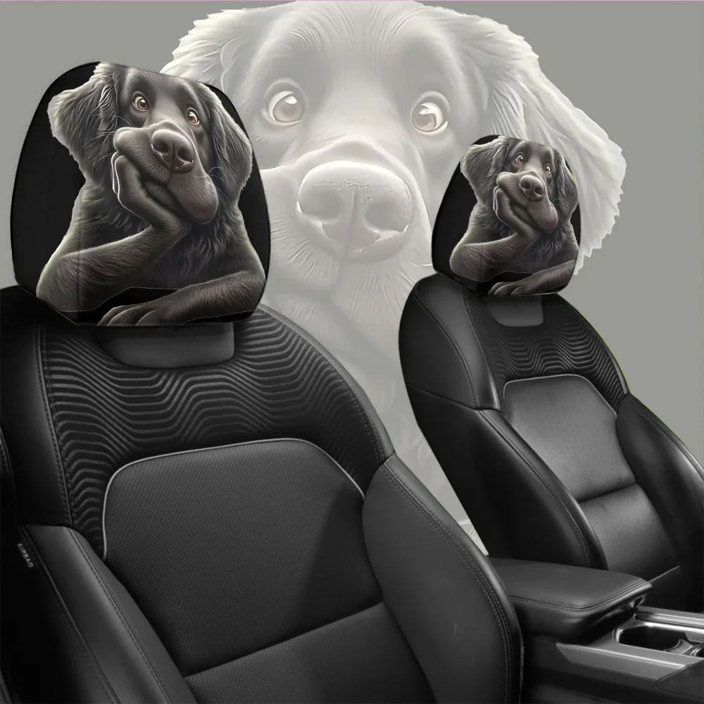 Thinking Black Dog Print Headrest Cover, Durable, Dust-Proof & Elastic Car Seat Headrest Cover