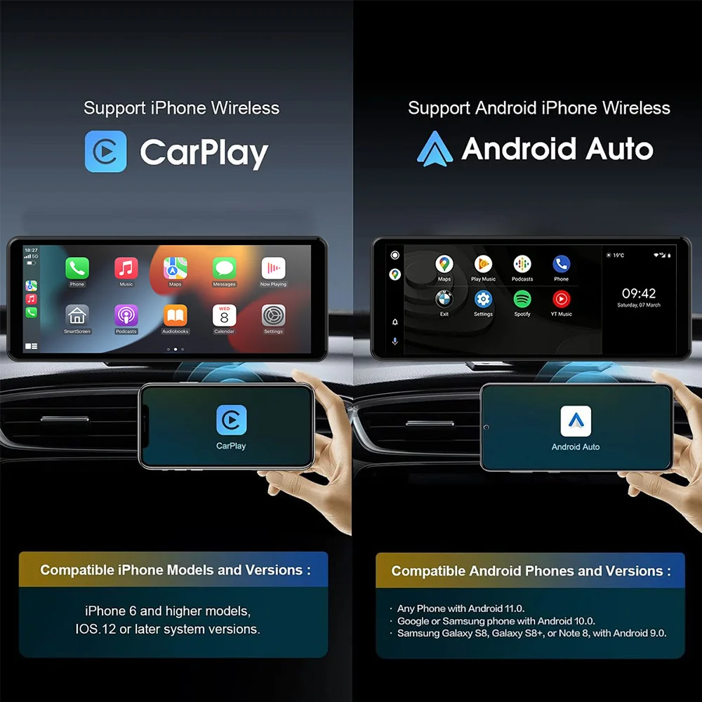 6.86 inch Portable Car Radio Wireless CarPlay Android Auto Universal Touch Screen Multimedia Video Player With Rear View Camera