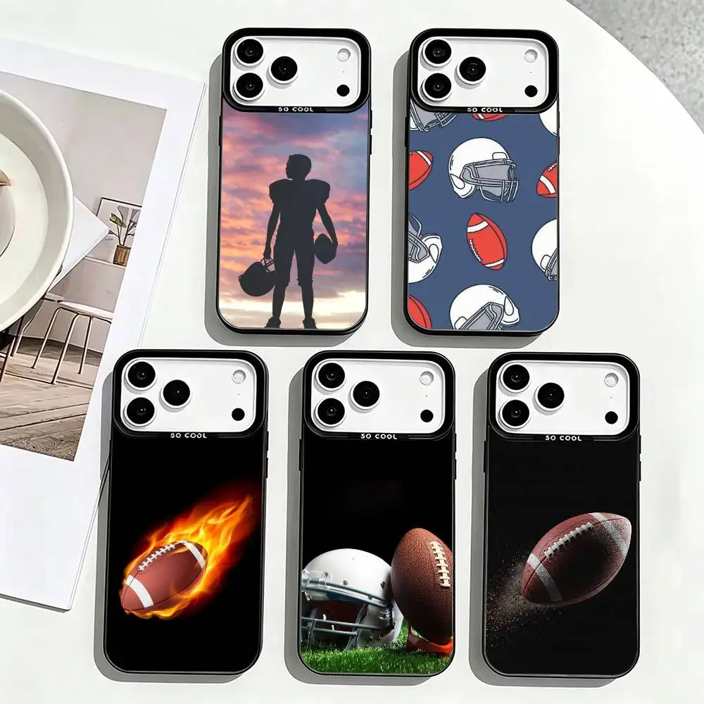 

A-American Football Sport Phone Case For iPhone 17,16,15,14,13,12,11 Plus,Pro Max,XS,Colorful Silver Phone case Funda Cover