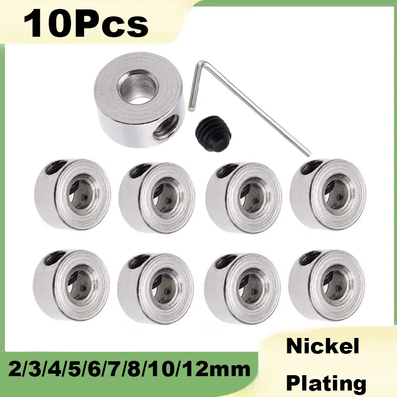 10Pcs Metal Shaft Clamping Sleeve 2/3/4/5/6/7/8/10/12mm Steel Nickel-plating for RC Plane Landing Gear Stopper Set Wheel Collar