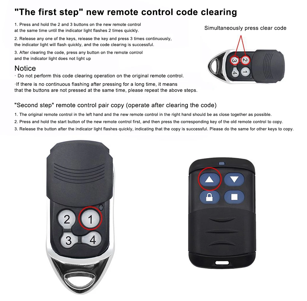 Copycloning รีโมทคอนโทรล4กุญแจมืออาชีพประตูโรงรถตัวควบคุมประตูโรงรถอุปกรณ์ทดแทน433mhzs