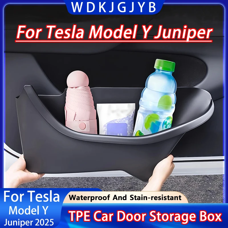 

For Tesla New Model Y Juniper 2025+ TPE Door Side Storage Box Waterproof And Anti Fouling Front And Rear Car Door Storage Box