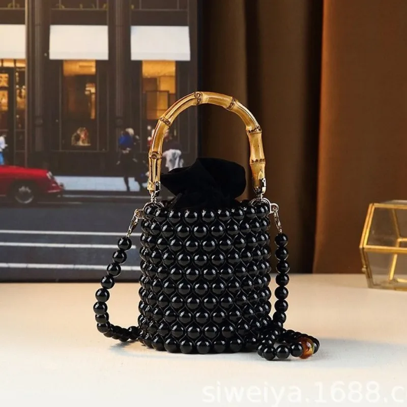 

women's new pearl chain bag portable bamboo bag single shoulder messenger bag tide