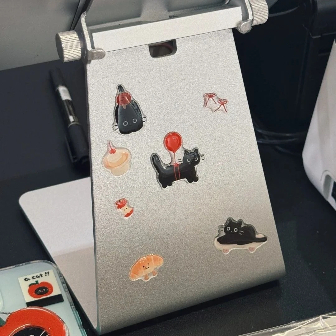 INS Cute Black Cat Cartoon Jelly Relief Sticker 3D Epoxy Resin Transparent Decals Decoration for DIY Phone Cases Laptop Tablet