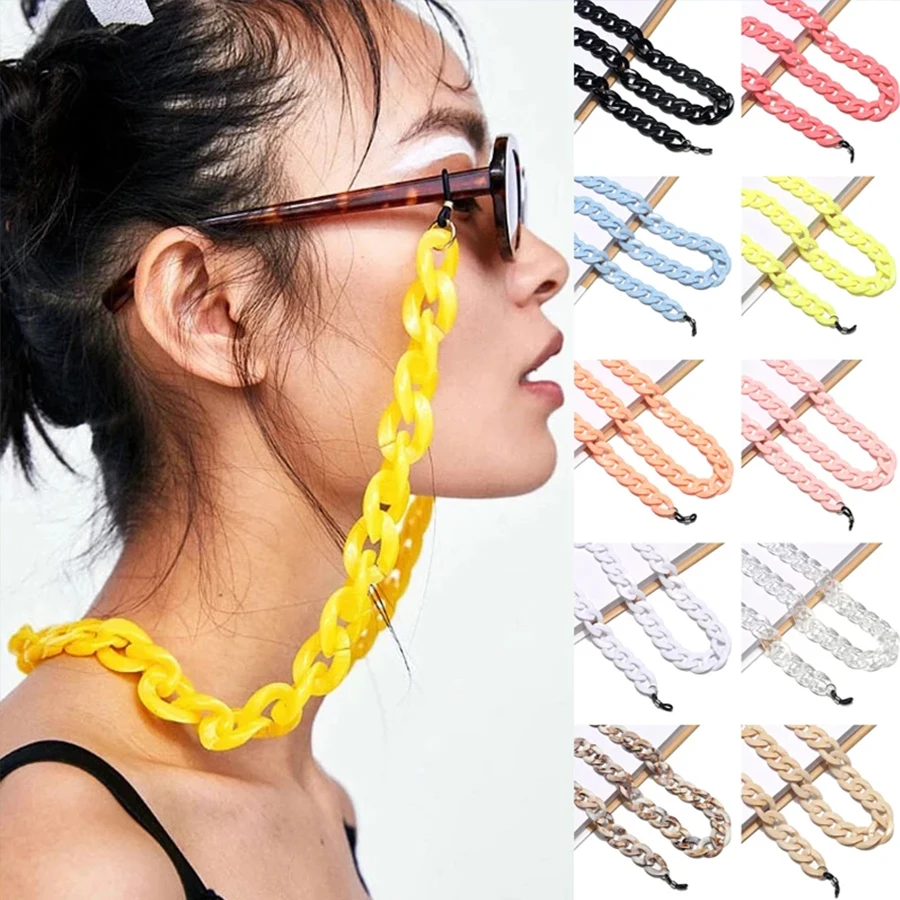 1Pcs Glasses Chain New Acrylic Candy Color Sunglasses Chains Straps Necklace Chunky Lanyards Neck Eyeglasses Holder Cord