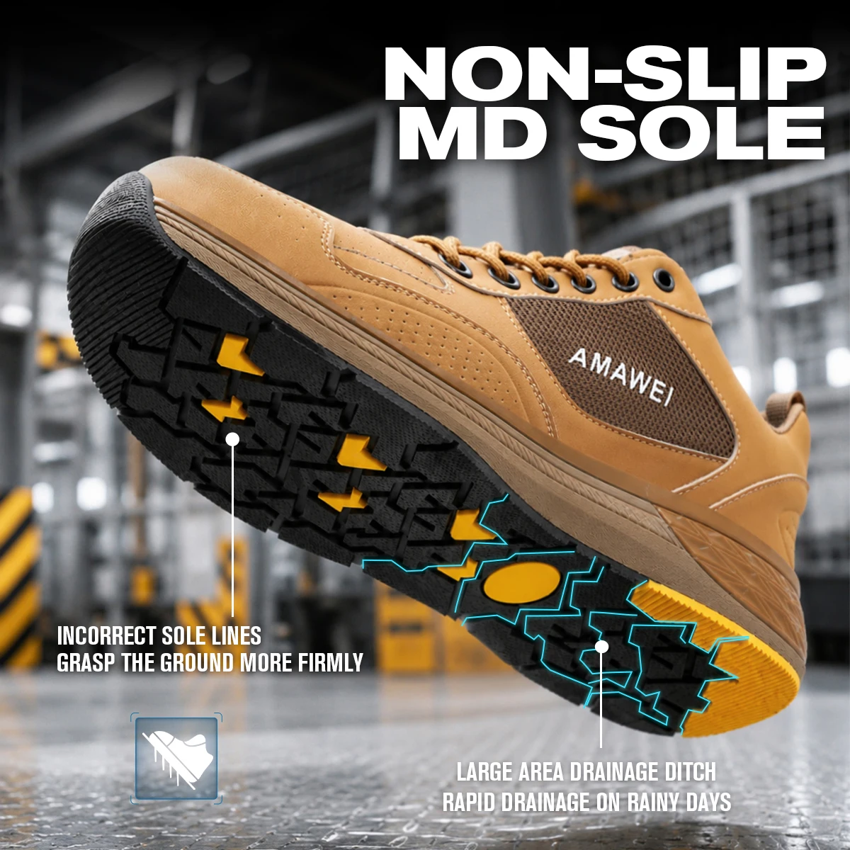 Non Slip Steel Toe Safety Shoe - Leather Work Fabric ulasan dan harga