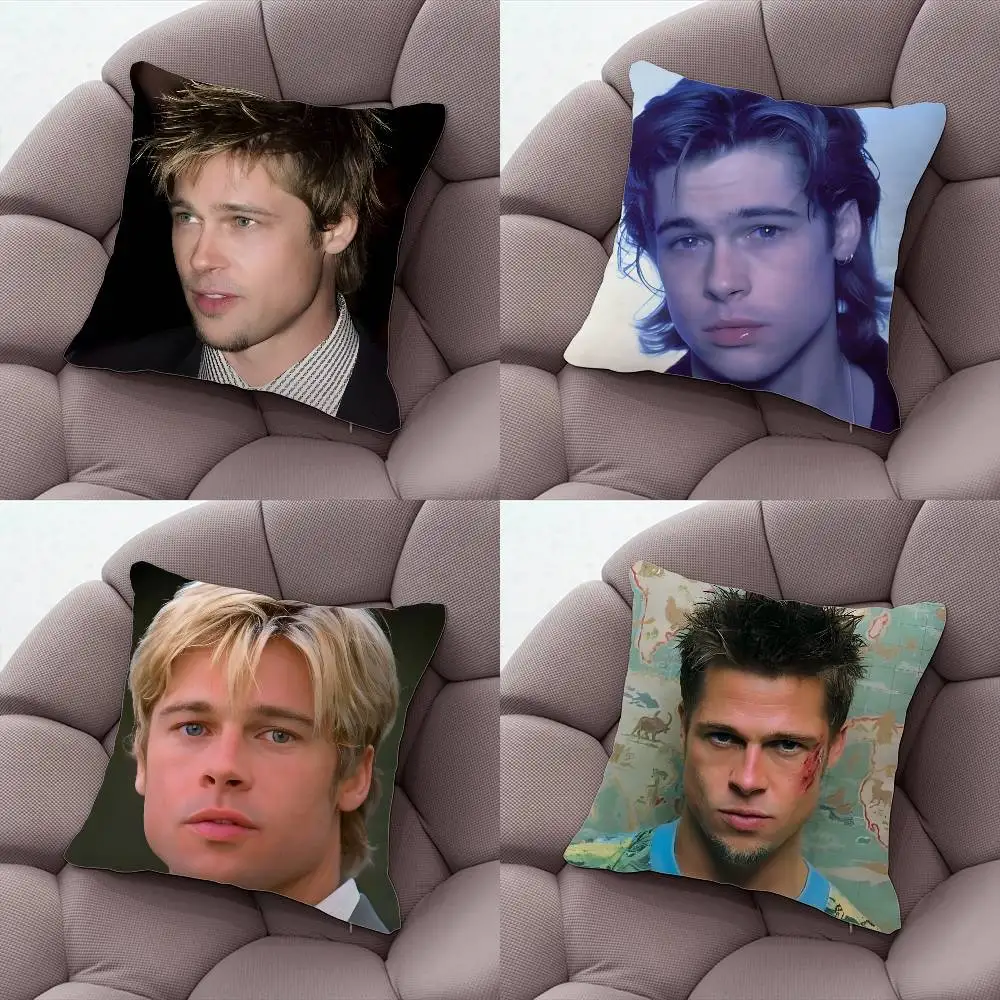 

Actor B-Brad Pitt Pillow Case Silky Short Plush With Invisible Zipper Dustproof Sofa Cushion Cover For Home Decor