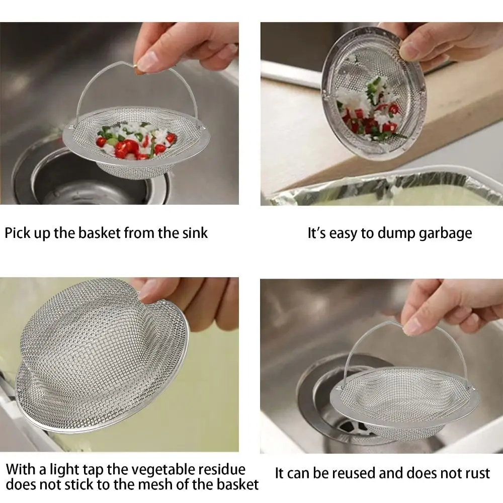 

1/2/3-Piece Stainless Steel Sink Strainer 4.4" Diameter Rust-Resistant Drain Strainer Universal Fit Heavy Duty Strainer Basket