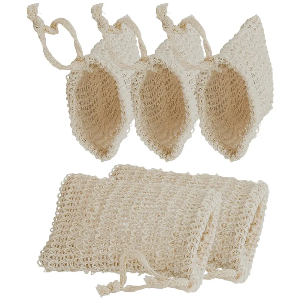 5Pcs Exfoliating Soap Pouches Mesh Bath Bags with Drawstring Soap Bubble Maker Skin Smoothing Foaming Net Shower Bath Tools