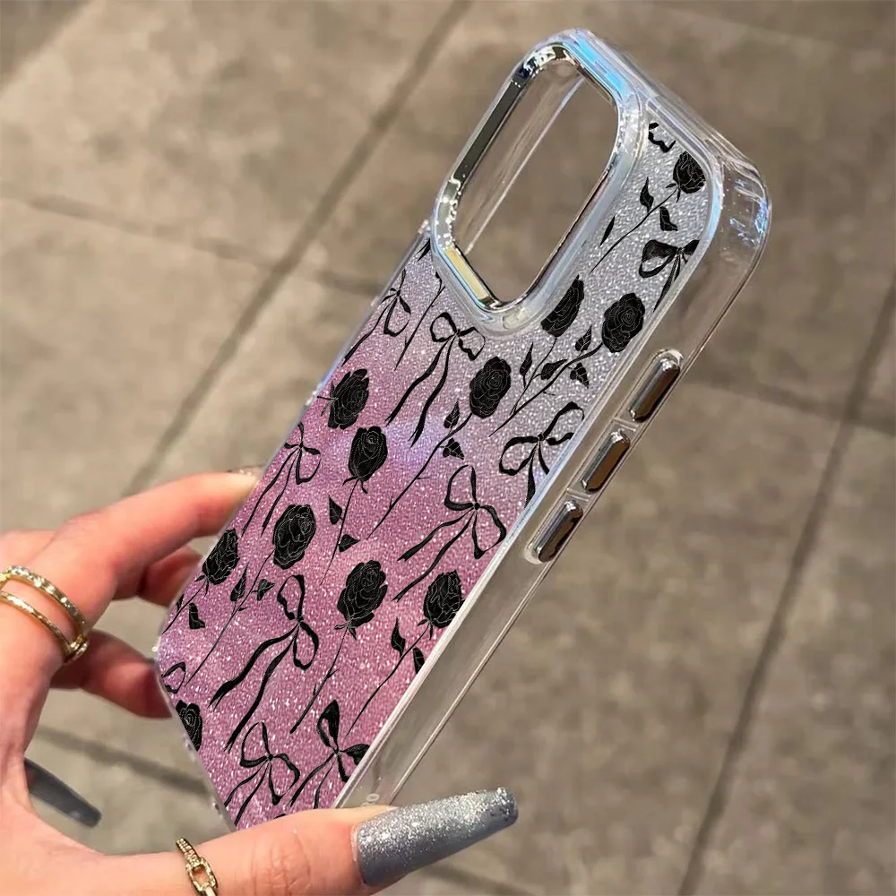 미스티 블랙 로즈 도금 투명 폰 케이스 (비보 Y39 Y29 Y04 Y38 Y28 Y19S Y03 Y78 Y36 Y17S Y100 Y75 Y22S Y02 4G 5G 용)