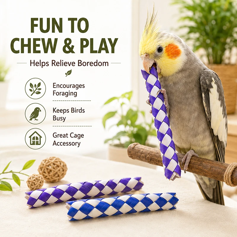Juguetes de masticar de bambú para loros, periquitos y cacatúas activos - imagen 5