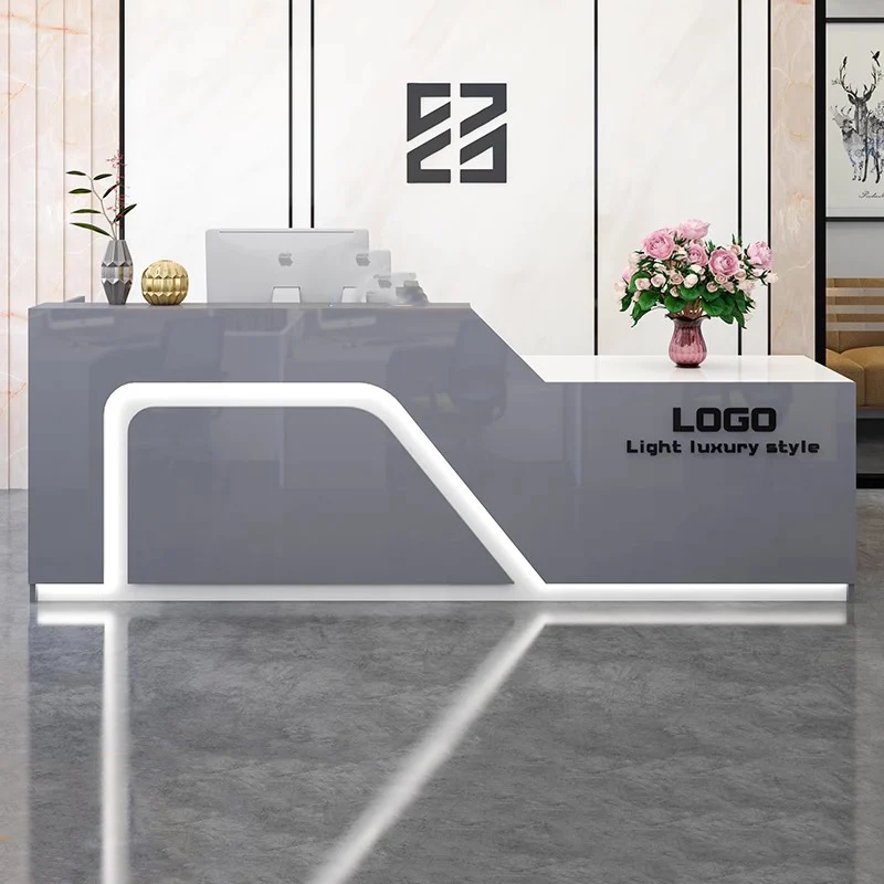 Nordic Aesthetic Reception Desk Counter Decorations Modern Luxury Reception Desk Counter Storage Trendy Commercial Furniture
