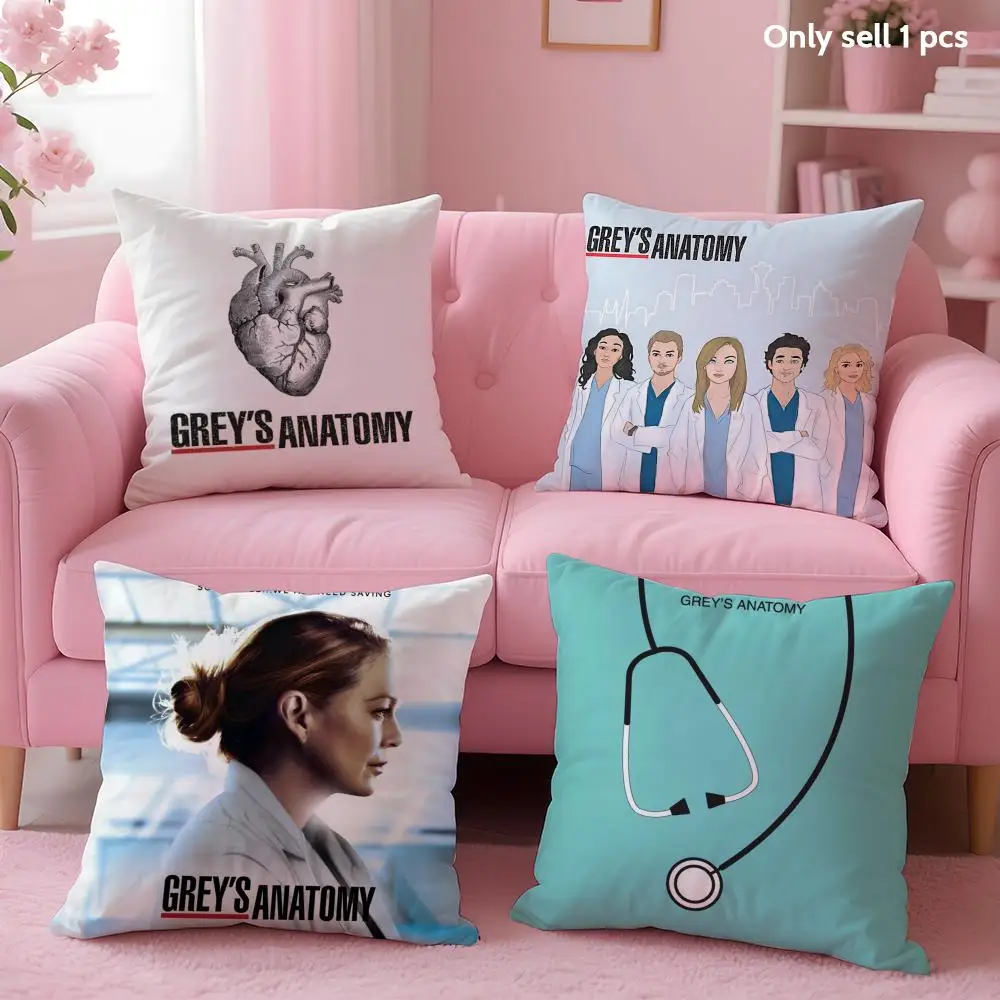 G-Greys AnatomyS Cushion Cover Soft Short Plush Double-Sided Printing Home Decor Machine Washable Pillow Case Gift