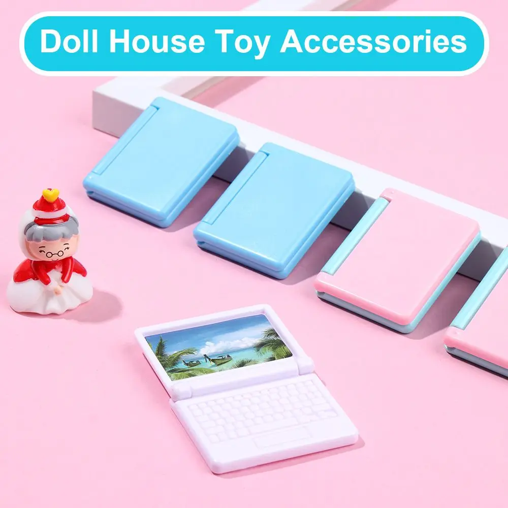 Fashion Imitation Mini Computer Mini Folded Notebook DollHouse Computer Accessories Office Toy Dolls Accessories