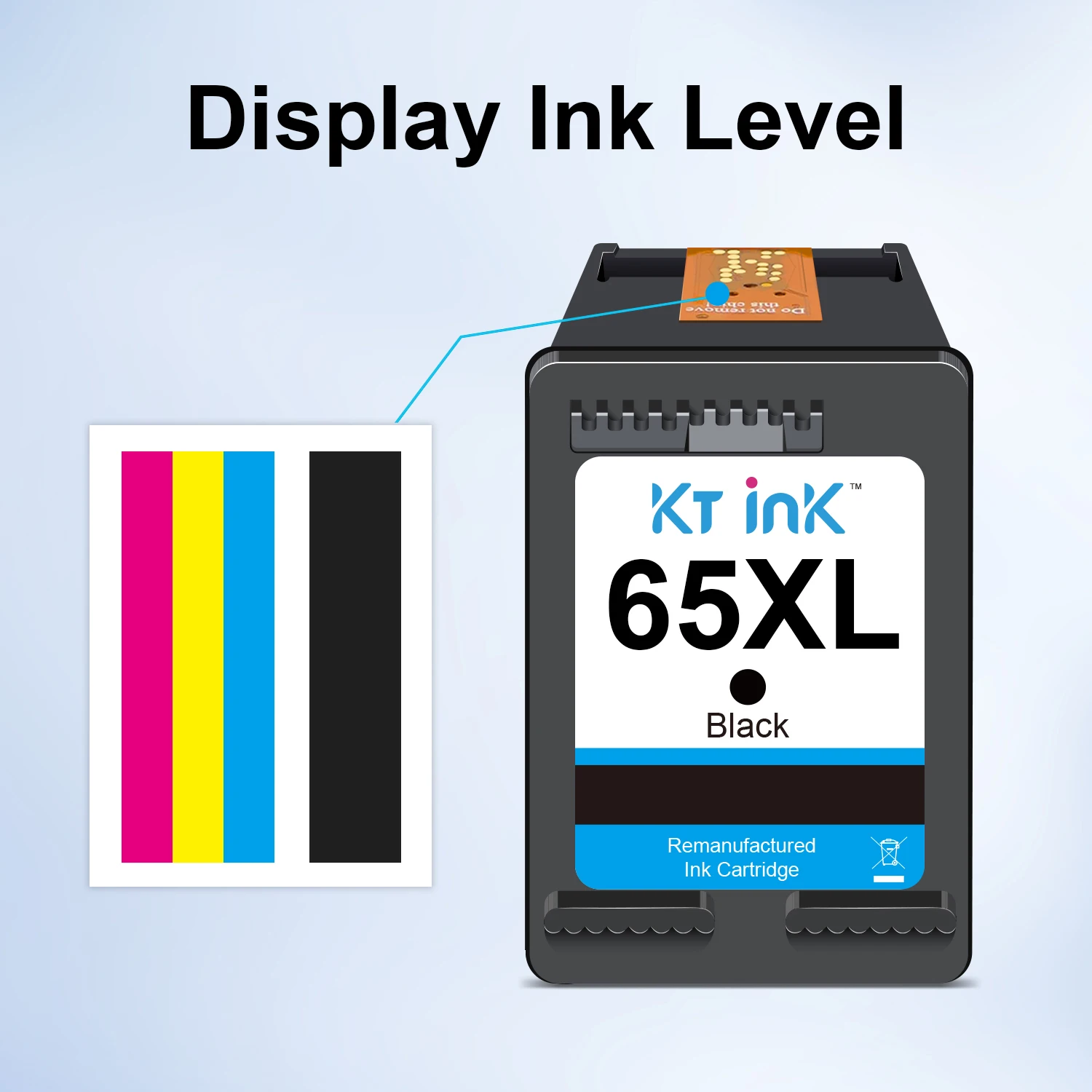 KT INK Remanufactured Ink Cartridges 65XL Replacement for HP 65 65XL for HP AMP 100 120 DeskJet 2620 2652 3700 3720 Printers