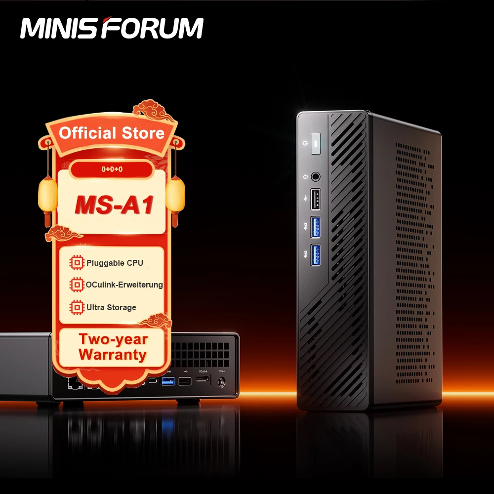 MINISFORUM MS-A1 Mini PC Barebones Mini Desktop Computer No CPU/RAM/SSD/OS OCulink Support AMD AM5 Socket CPU DIY Gaming Mini PC