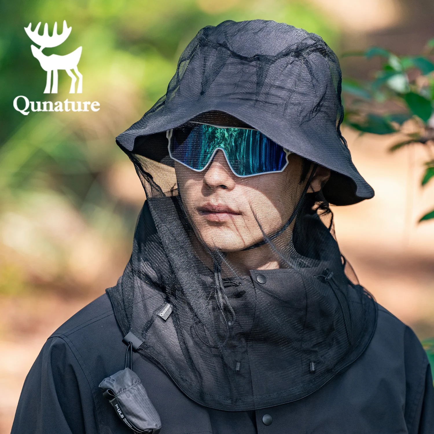 

Qunature Mosquito-Proof Face Mask Outdoor Sun Protection Net Baseball Cap Breathable Mesh For Fishing Hiking Camping Face Cover