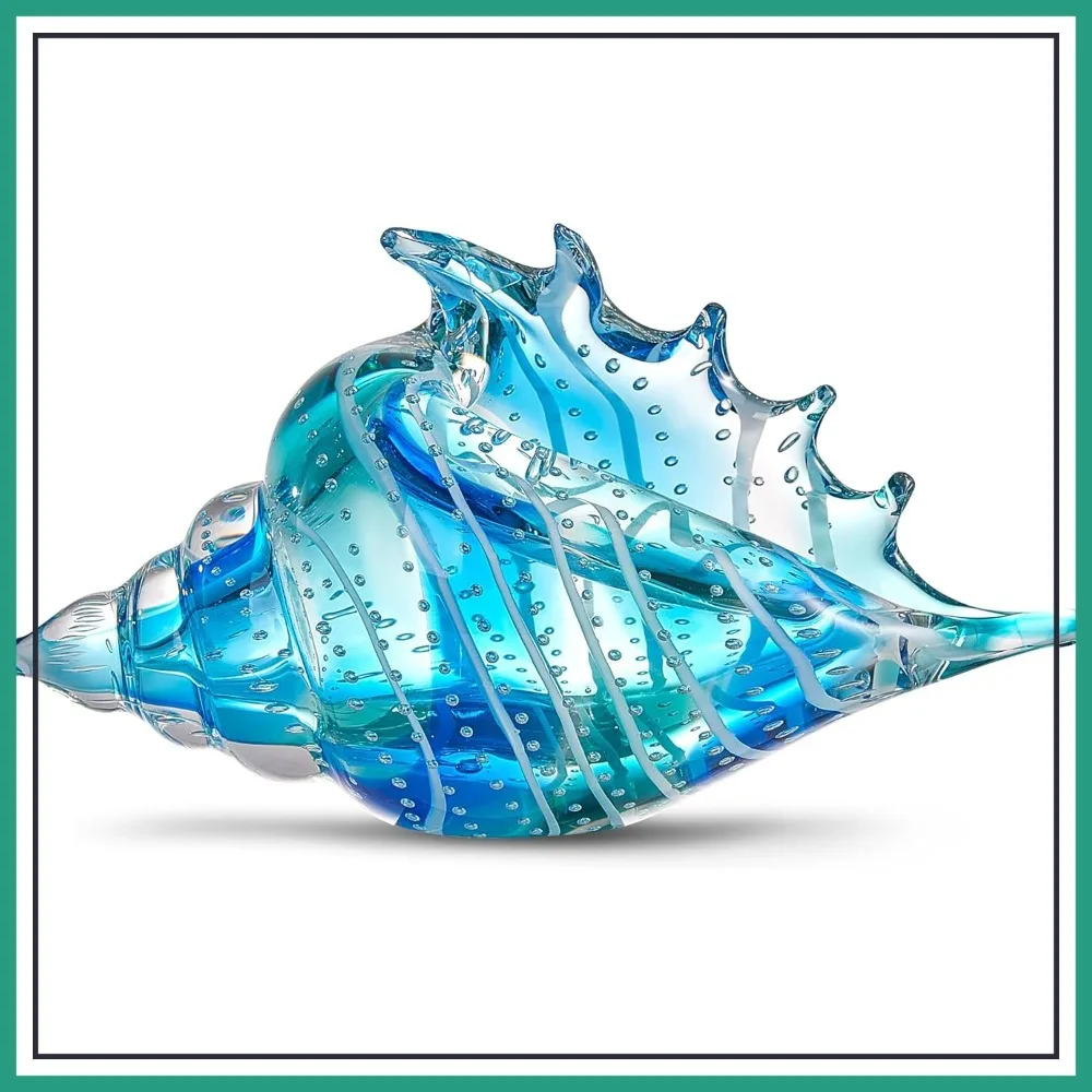 

Hand Blown Glass Conch Figurine, Sea Animal Ornament for Home Decor, Seashell Collection Gift