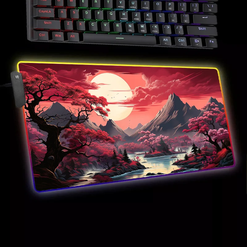 Imagem -04 - Estendido Mouse Pad para pc Gamer Beautiful Desk Mat Office Setup Desk Acessórios Sunconjunto Coaster Mar