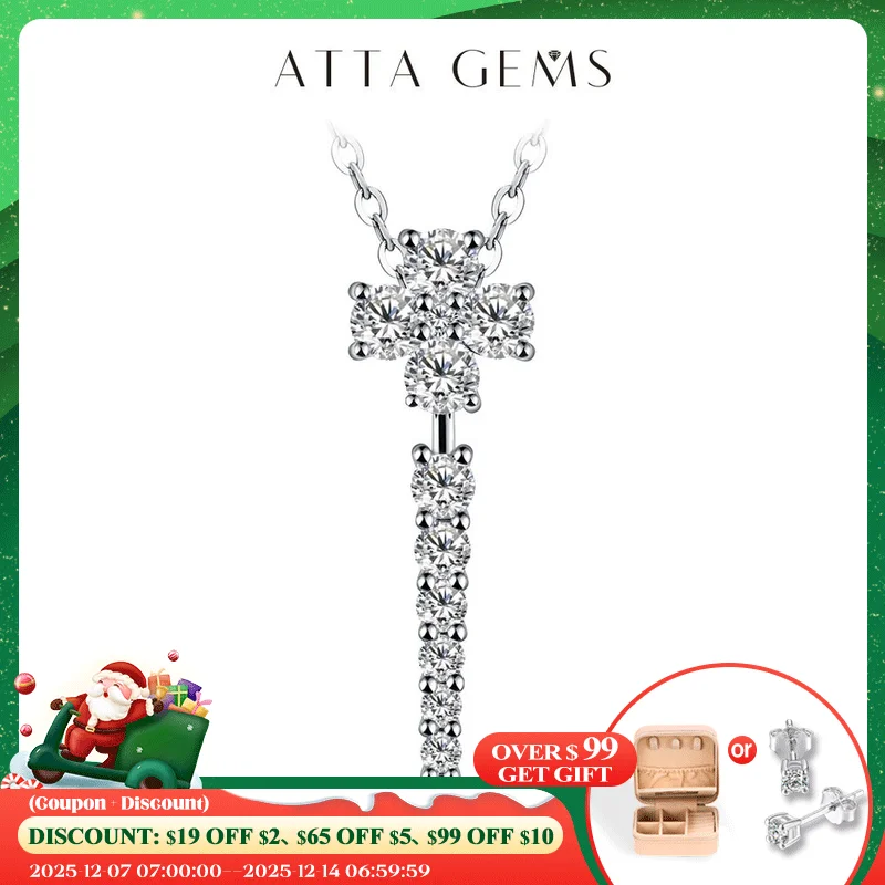 

ATTAGEMS Real D Grade Moissanite Pendant Necklace For Women Top Quality 100% 925 Sterling Sparkling Wedding Party Fine Jewelry