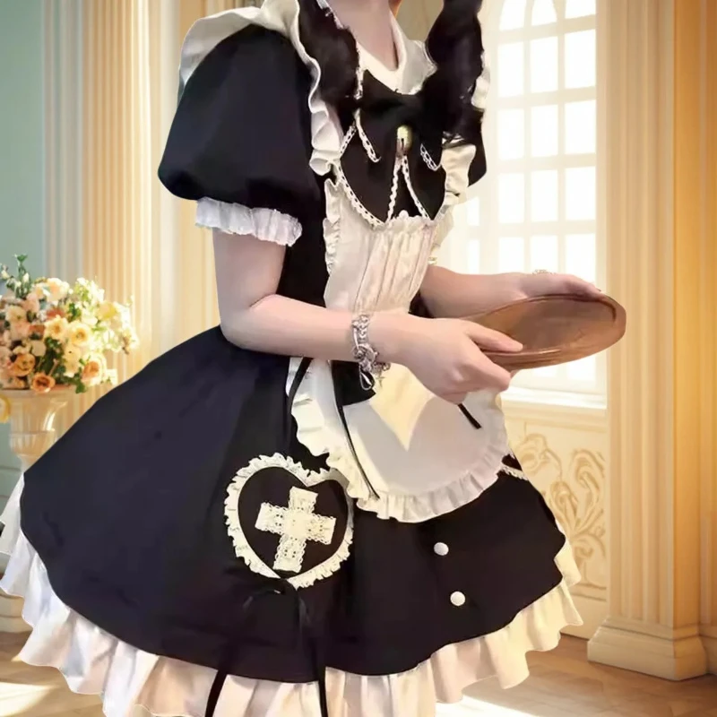 Cute Maid Uniform Cat Print Lolita Dress Cosplay 2025 Themed Par Wear Costume for Girls Large Size Teenagers Anime dsfewr3