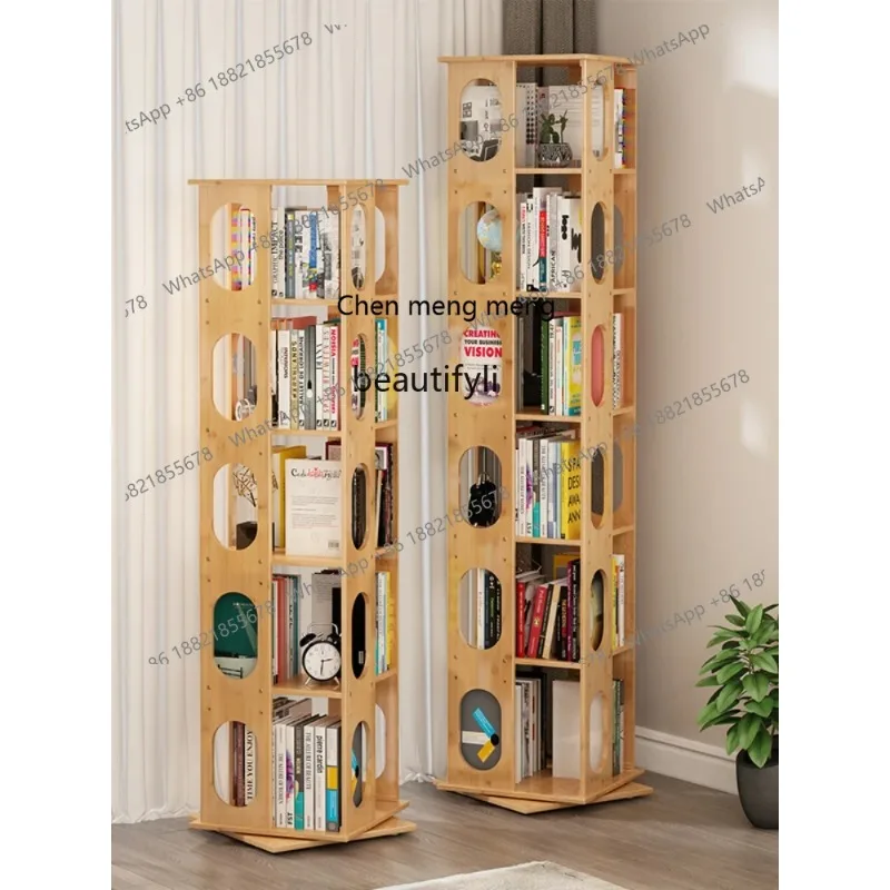 LHY26 ss LBX Rotating Bookshelf 360-Degree Bookcase Student Modern Simple Floor Children's Picture Book Rack Storage Rack