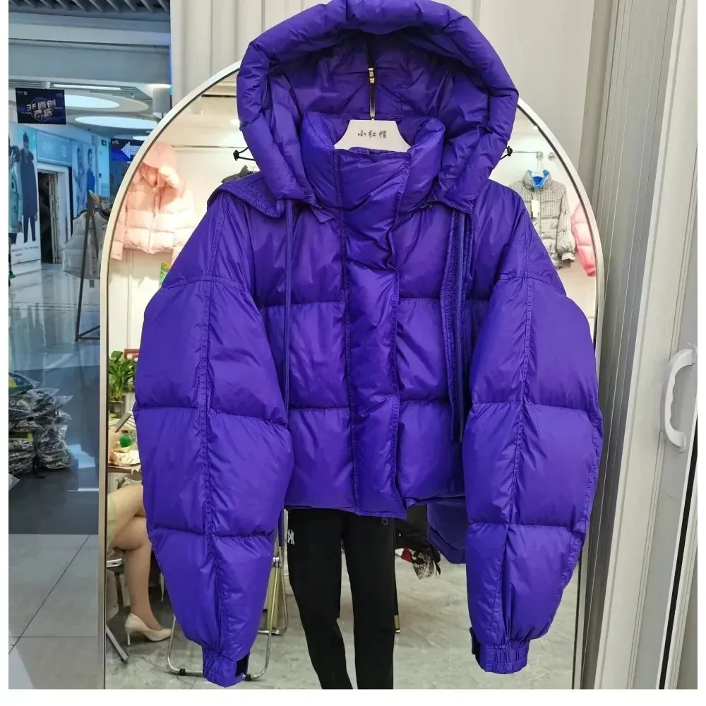 Autumn Winter Female Duck Down Outerwear Luxury Down Jacket Women Short Fluffy Puffer Coat Hooded Bread Parkas Korean Fashion