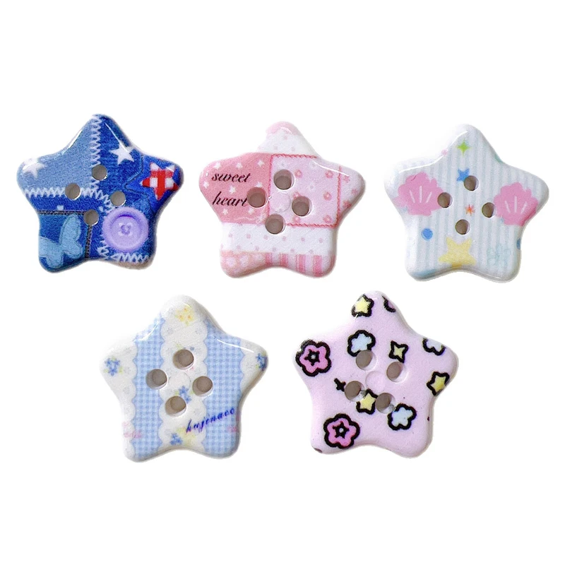 50PCSHandmade Patch Materials Mobile Phone Cases DIY Children's Hair Clips Hair Accessories Shoes Hats Five Pointed Star Buttons