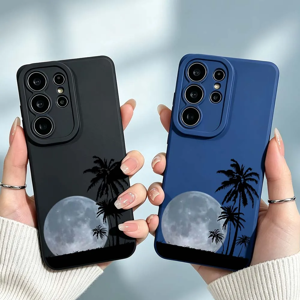 Silhouette Palm Tree Moon Cover For Samsung Galaxy S26 S25 S24 S23 S22 S21 A55 A54 A35 A15 Ultra FE Plus Phone Case