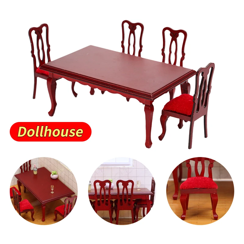 1 шт., аксессуары «сделай сам», миниатюры, деревянный ретро-моделирование, обеденный стол, стул, 1:12, мебель для кукольного домика, игрушка