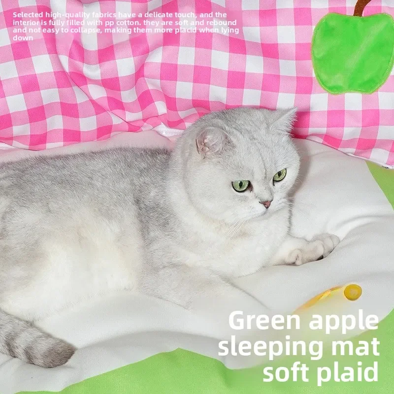 Green apple cat tunnel universal in all seasons, removable and washable tunnel cat nest play and rest integrated escape house