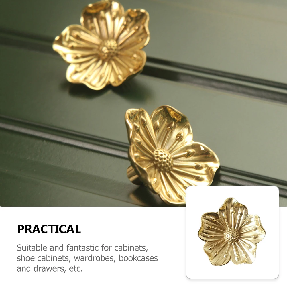 

1pc Brass Cherry Blossom Handle Retro Gold Cabinet Pull Drawer Knob Wardrobe Furniture Hardware Flower Design Decor