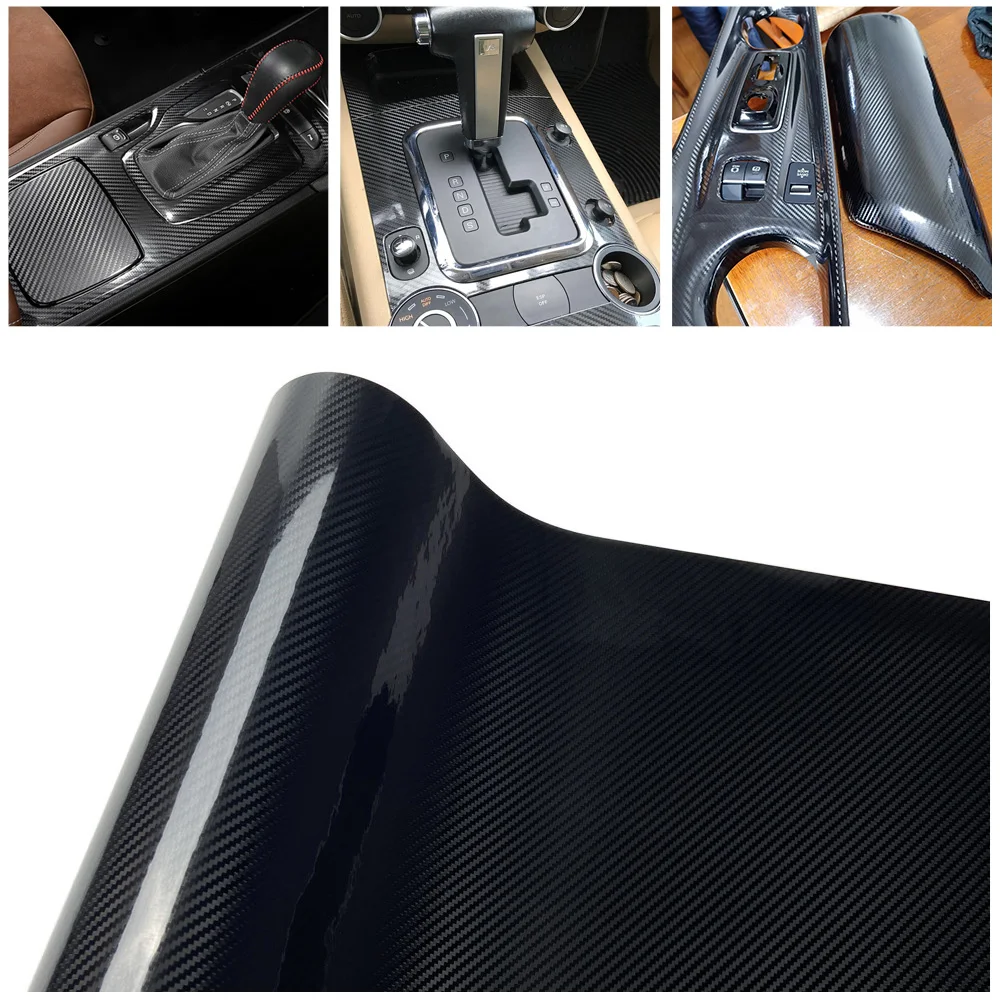 

5D Black Carbon Fiber Vinyl Wrap Film Self-Adhesive Waterproof Car Bicycle Motorcycle Sticker Decal