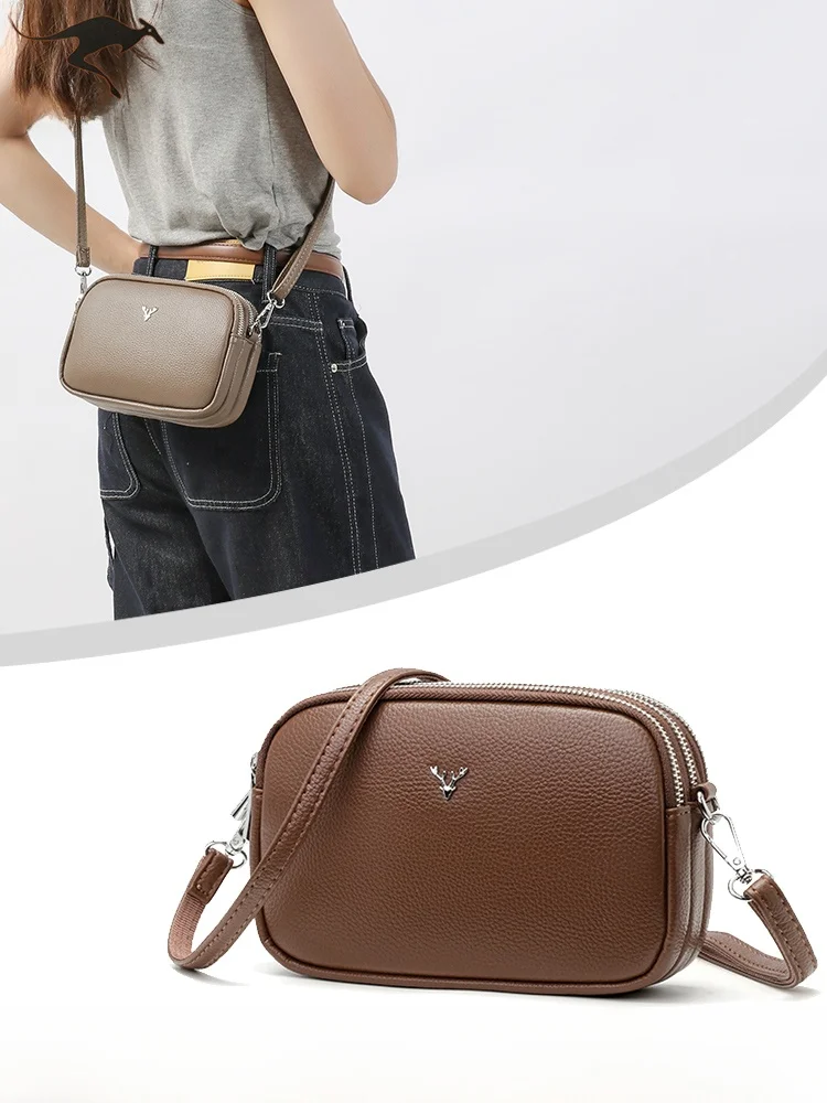 

Женская сумка через плечо из мягкой кожи, маленькая квадратная сумка с тремя отделениями на молнии, повседневная, простая, для поездок на работу