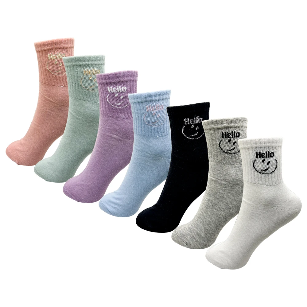 1/4 Pairs Woman Cotton Socks For Women Cotton Female Socks Set Woman Colorful Lady Socks Letter Printed Sock