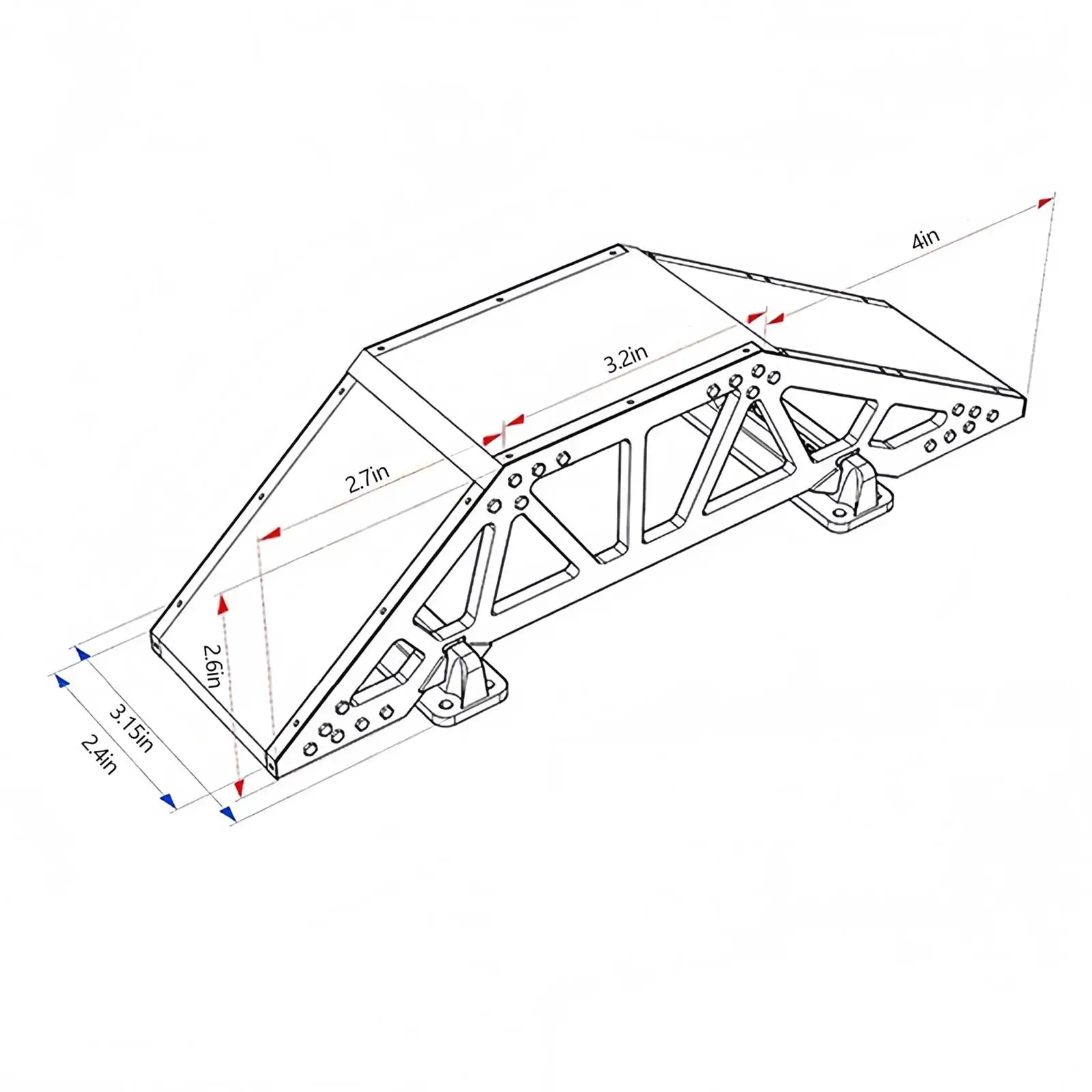 Rampa de obstáculos, accesorios, puente de un solo lado de acero inoxidable, puente de simulación de coche de escalada, barricada para coches RC sobre orugas 1/18
