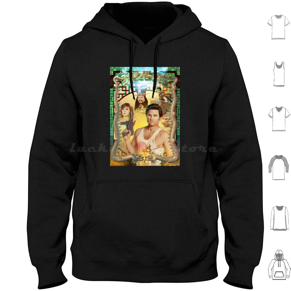 

Big Trouble In Little Anaglyph 3D Illustration Hoodies Long Sleeve 3D Anaglyph Pop Art John Carpenter Film Big Trouble