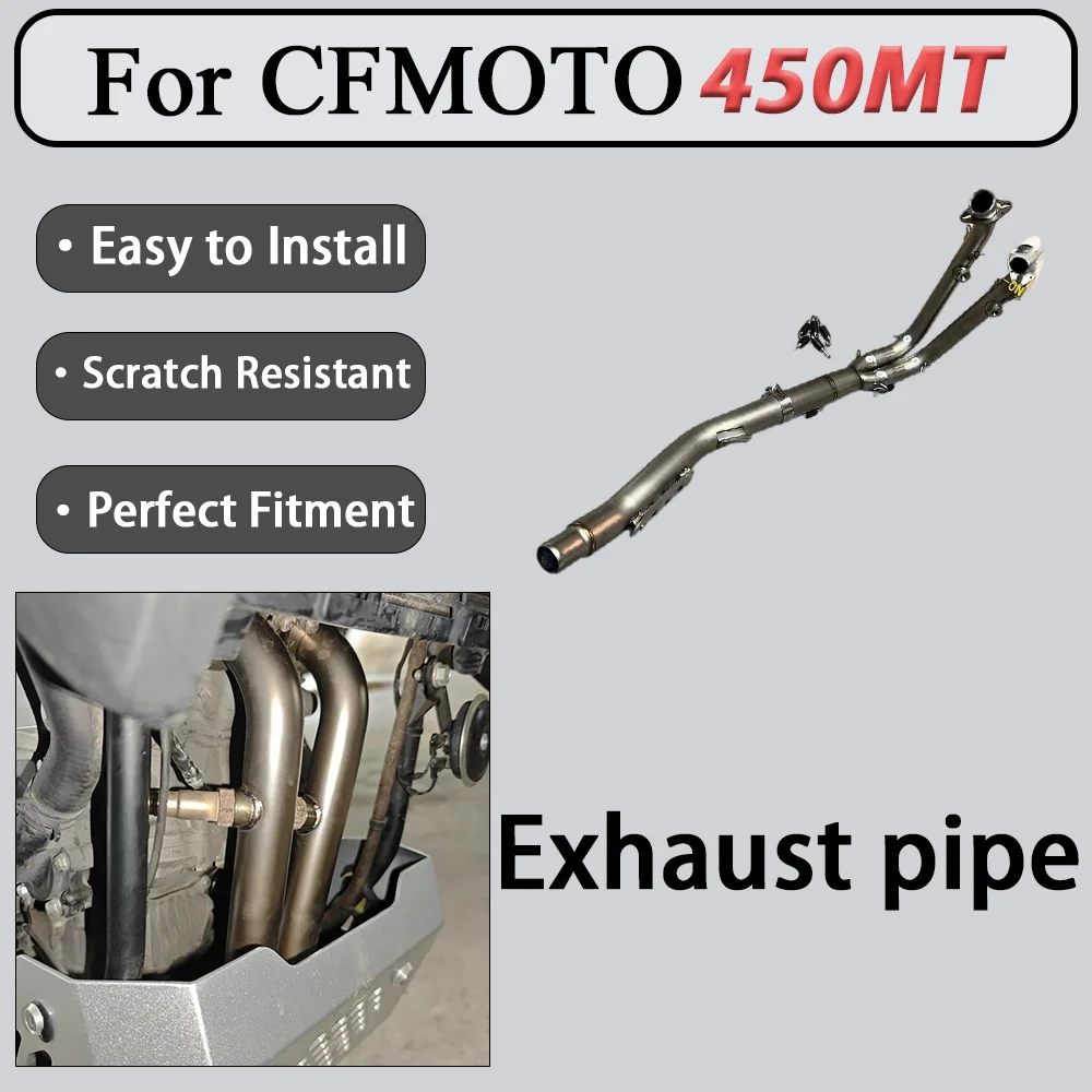 For CFMOTO 450MT FST Titanium Alloy Front Mid-Section Straight-Through Exhaust Factory-Size Fit for Damage-Free Installation