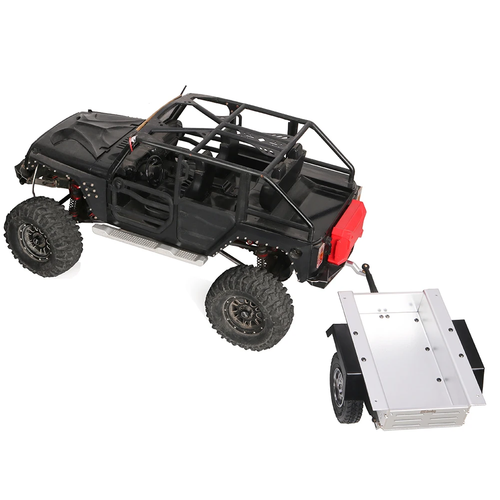 KYX wyścigowa wytrzymała aluminiowa przyczepa RC do 1/10 1/14 samochód zdalnie sterowany RC ciężarówki Trail TRX-4 TRX4 osiowy SCX10 RC4WD D90 CC01