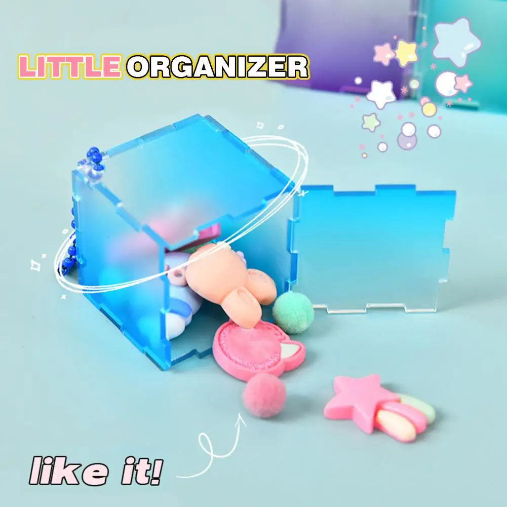 Guka Card Cube Small Item Storage Container Fun DIY Toy Card Box Gradient with Stickers Clearly Visible Design Card Holder