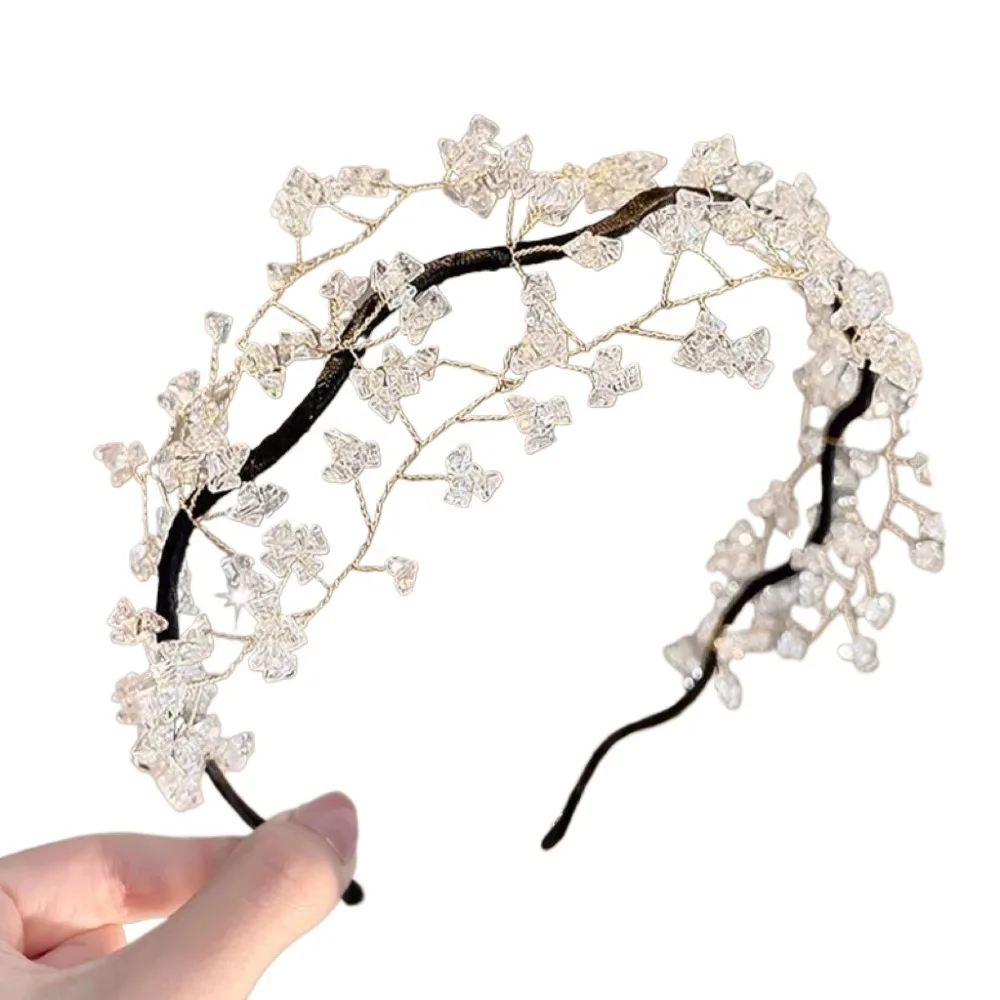 

Korean Style Fairy Vintage Headband Luxury Elegant Crystal Beaded Hair Hoop Green Hair Ornaments Wedding Headwear