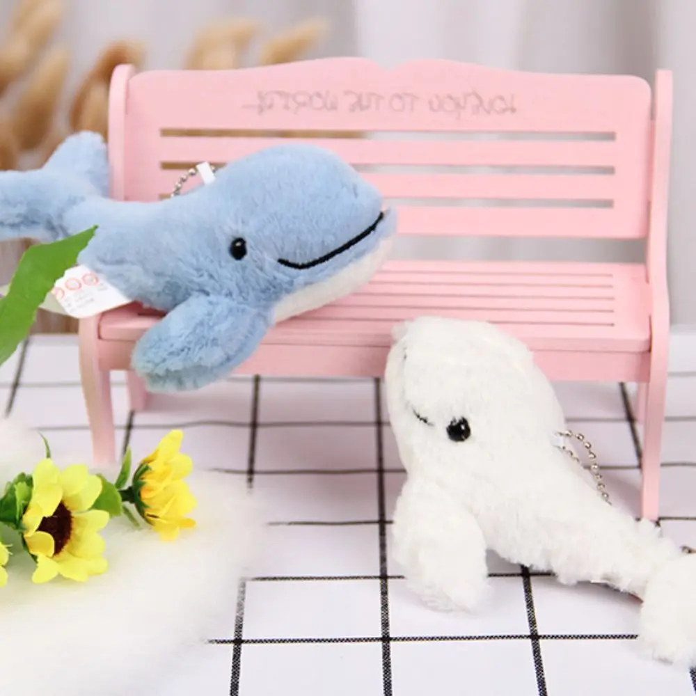 Lovely Cute Plush Stuffed Whale Keychain Cartoon Kawaii Cetacean Pendant Soft Toys Marine Organism Keyring Car Key Pendant