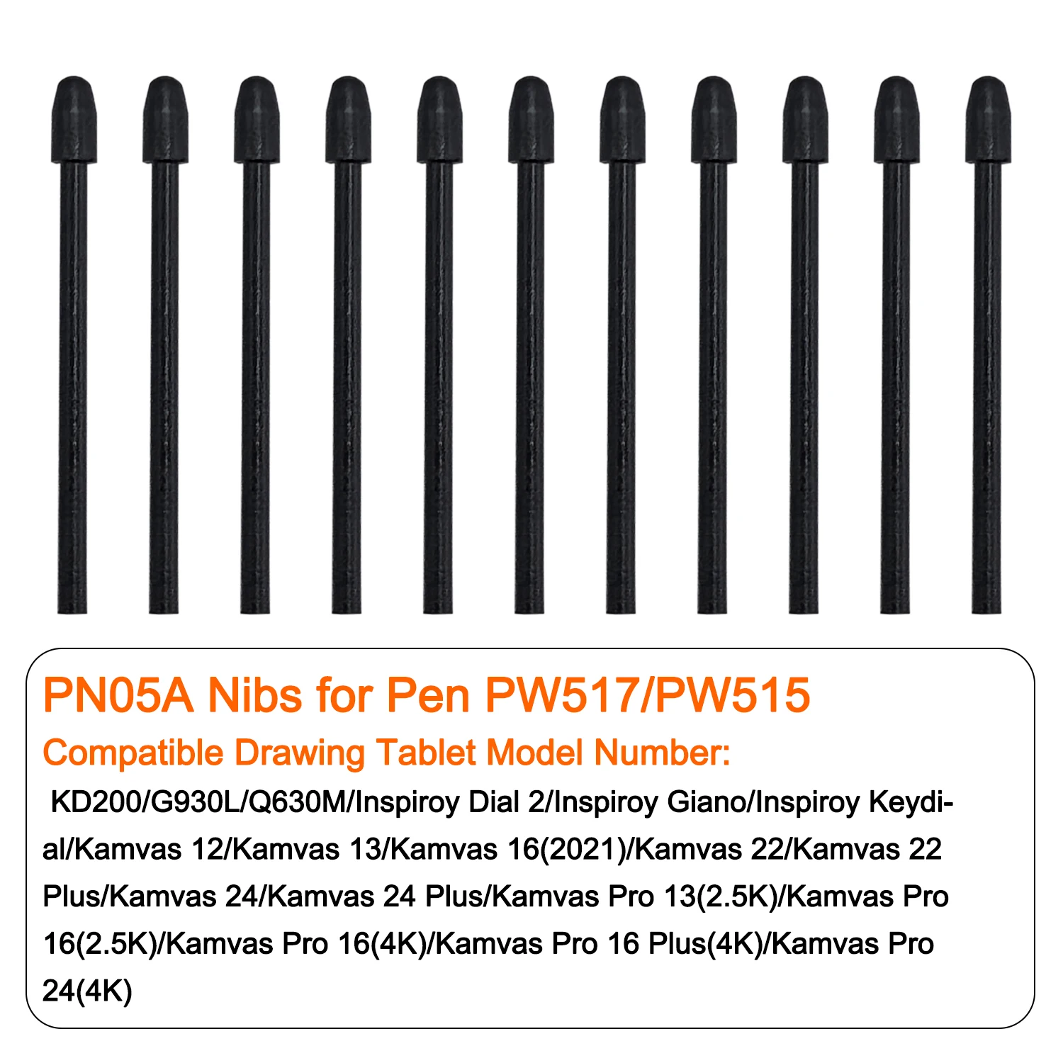 HUION PN05A Pen Nibs for PW517 Graphics Tablet Drawing Stylus Replacement Nibs for KD200/G930L, Kamvas12/13/16(2021)/22/24