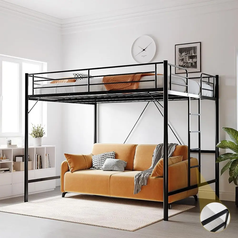 

Queen Size Metal Bed Frame with Lateral Rungs, Suitable for Adults and Teens, No Box Spring Needed, Sturdy Slat Support, Black