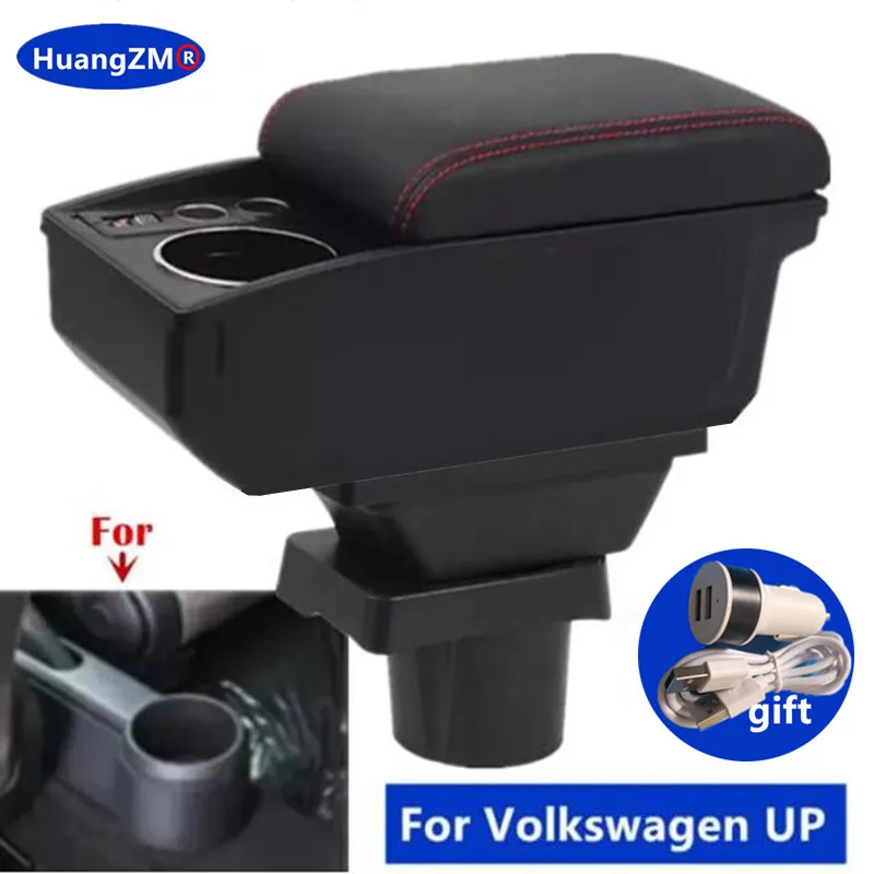 Auto Armlehne Für Volkswagen UP Armlehne Box Für Skoda Citigo VW UP Sitz Mii doppel-schicht Lagerung Box Tasse halter Auto Zubehör