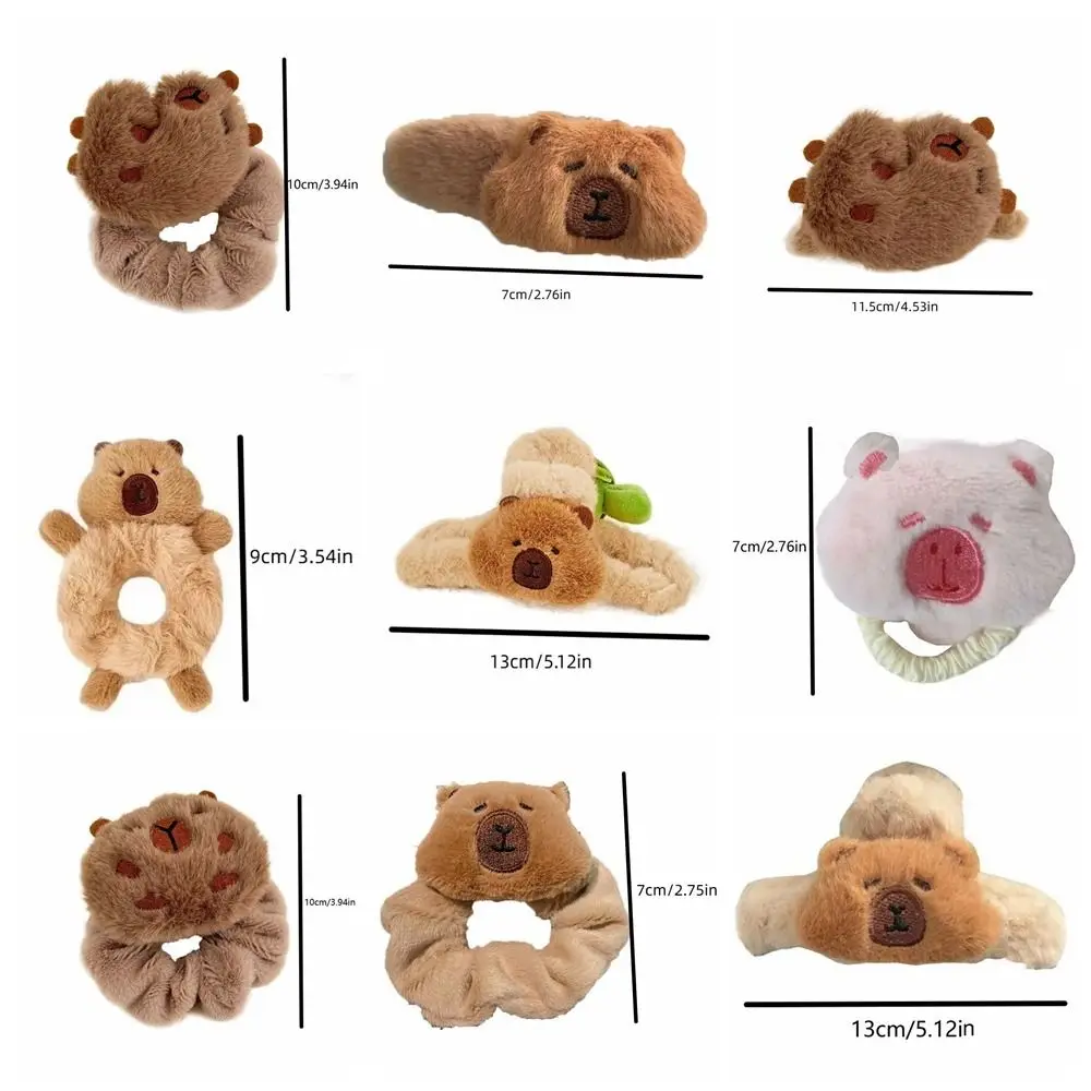 Hair Accessories Plush Capybara Shark Clip Turtle Elastic Capybara Hair Rope Soft Crooked Head Hair Loop School