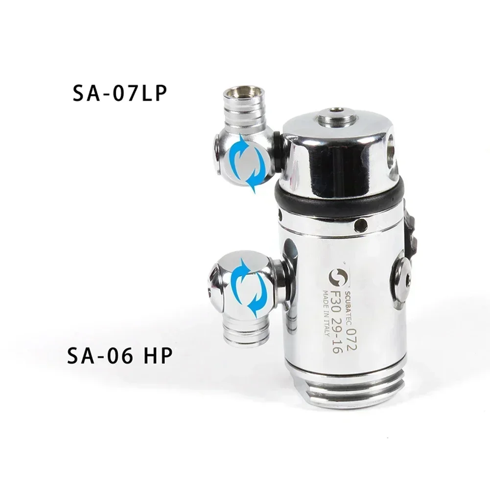 360° Roation Scuba Diving First Stage For LP Port Swivel Connector Adaptor Movement Reduces Hose Stress Brass Connector